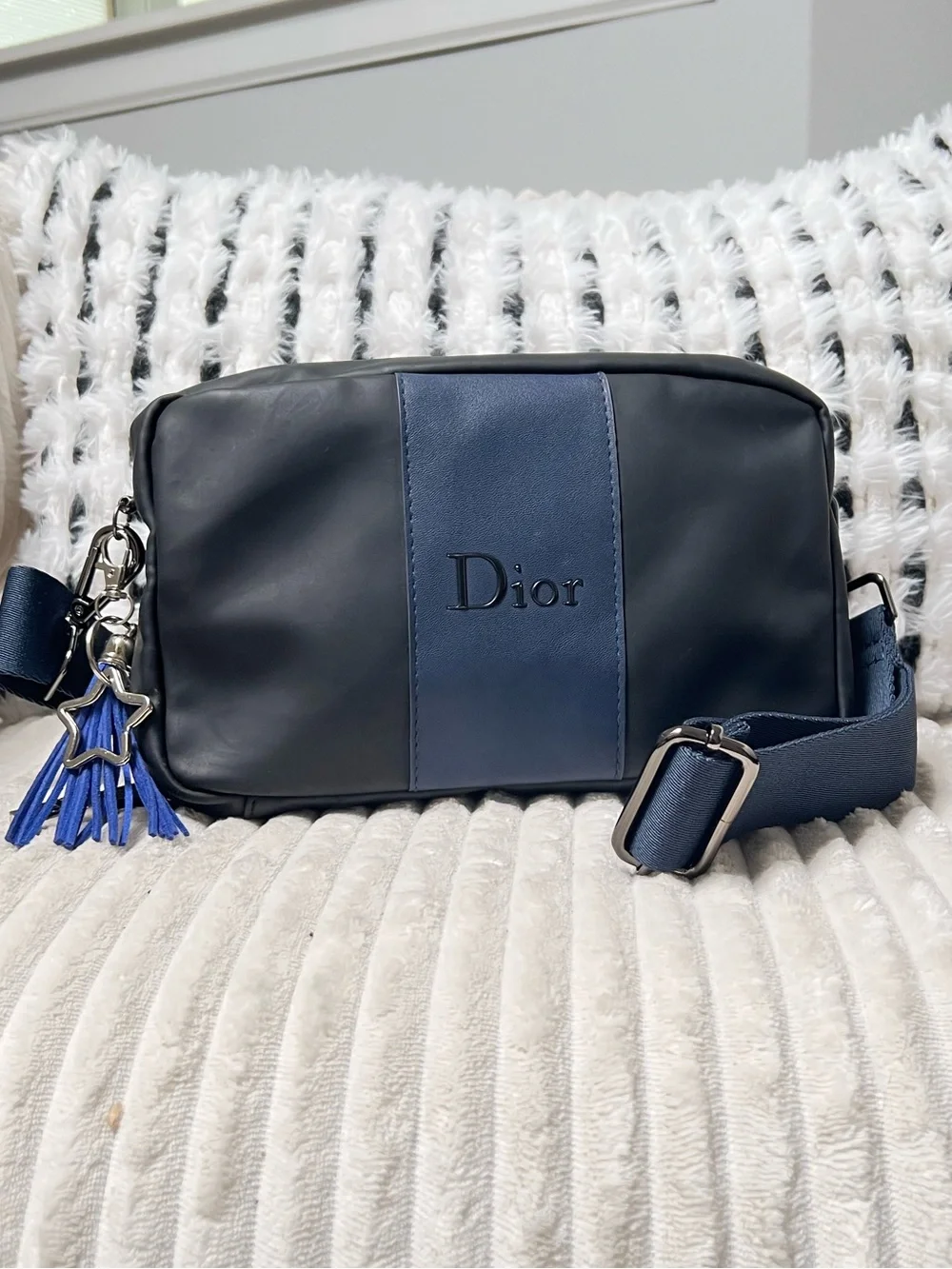 Dior Black and Blue Upcycled Beauty to Crossbody Bag